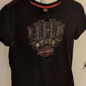 Harley-Davidson Black and Red Emblem Tee